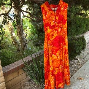 Mildred’s of Hawaii Orange and Red Floral‎ Maxi Dress vintage size 14